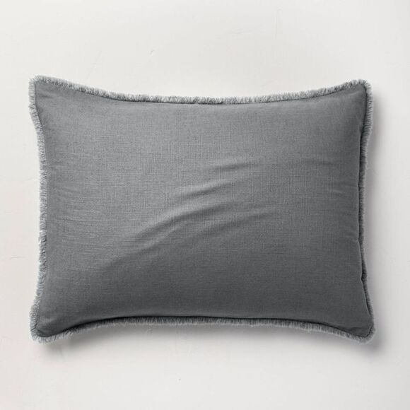 Casaluna -  Pillow Sham Linen-Blend OEKO-TEX Sustaina Dark Gray - Picture 1 of 4